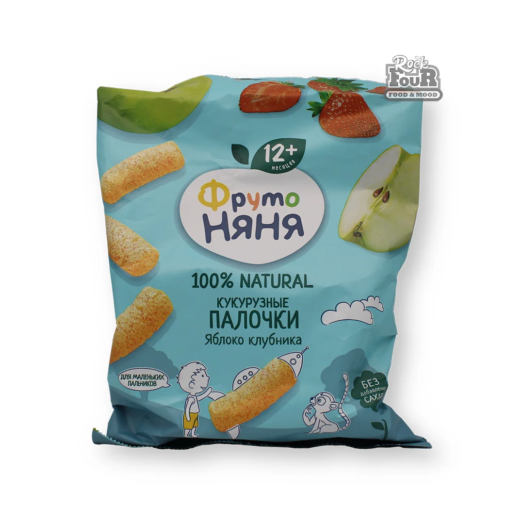 Палочки кукурузные «ФрутоНяня» с яблоком и клубникой 20г